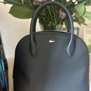 Lacoste Black Dome-Top Satchel with Silver Logo